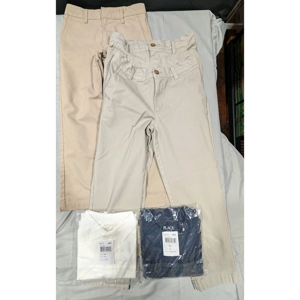 Girls School Uniform Lot 5 Pc Khaki Pants Children's Place Polo Size 7-10